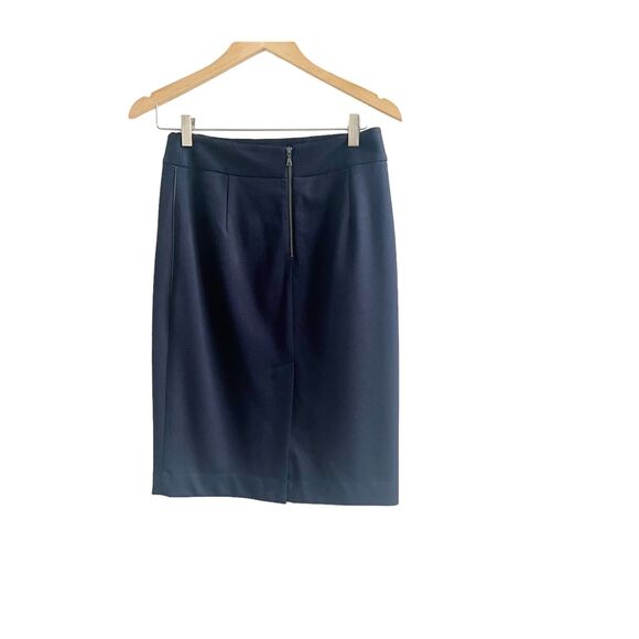 Tahari Women's Navy Solid Polyester Business Career Zip Closure Pencil Skirt 4 - Picture 2 of 8